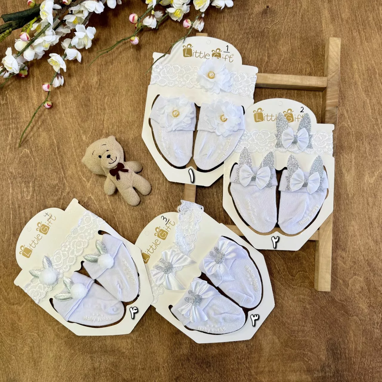 ست هد و جوراب سفید کد 2043