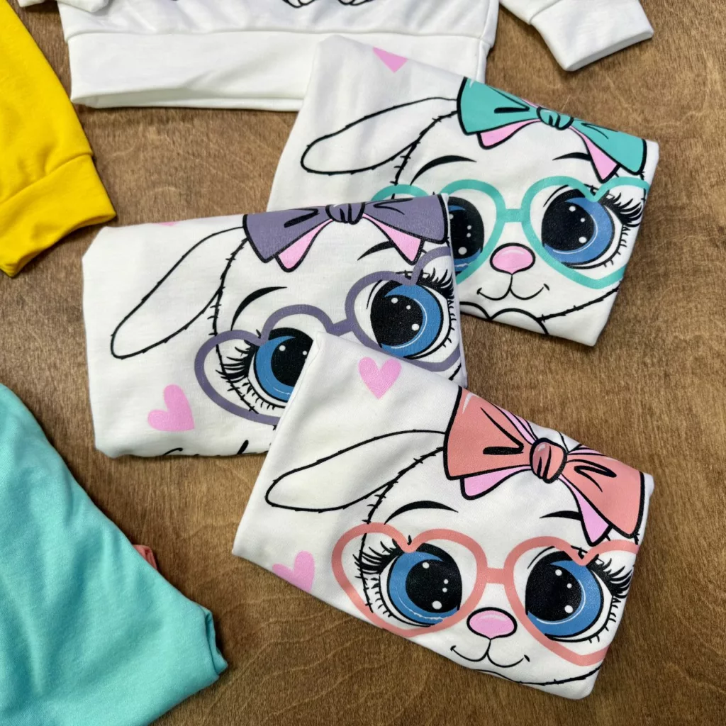 بلوز شلوار خرگوش گوش پاپیونی قلبی سایز ۳۵،۴۰ کد ۵۸۴۶