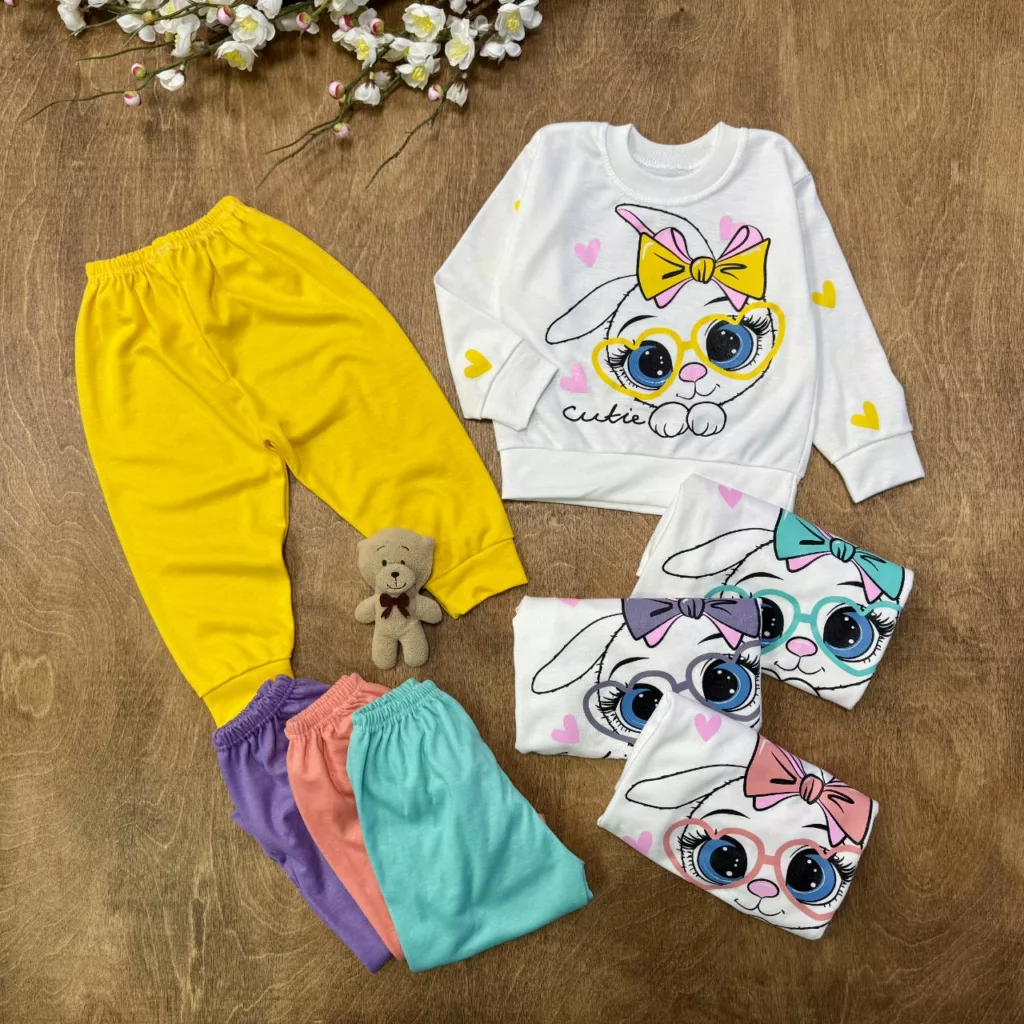 بلوز شلوار خرگوش گوش پاپیونی قلبی سایز ۳۵،۴۰ کد ۵۸۴۶