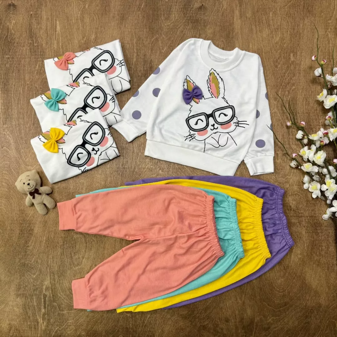 بلوز شلوار خرگوش عینکی پاپیونی سایز ۳۵،۴۰ کد ۵۶۵۶