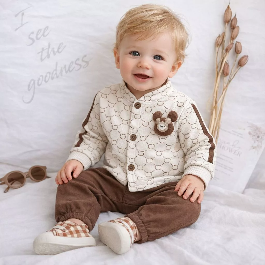 بلوز شلوار مخمل جلودکمه پسرانه مدل شروین کد ۵۸۵۵