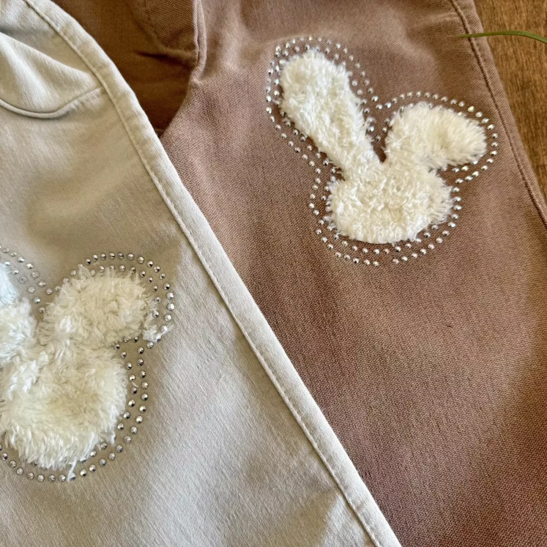 شلوار لی خرگوش پشمالو نگینی سایز 50 تا 70 کد 5863