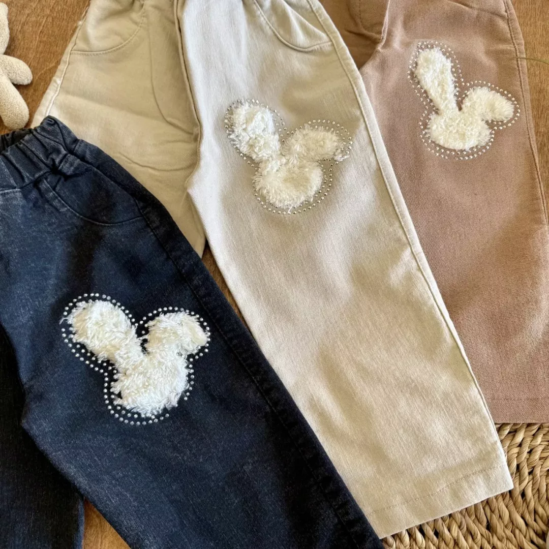 شلوار لی خرگوش پشمالو نگینی سایز 50 تا 70 کد 5863