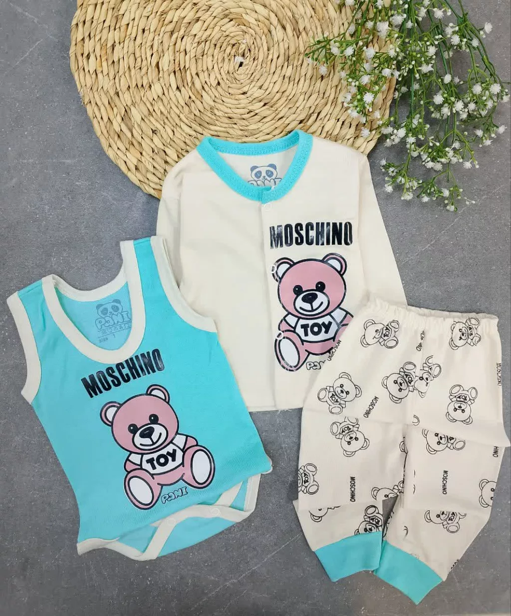 ست 3 تکه جلودکمه خرس موسچینو تیفانی کد 5881