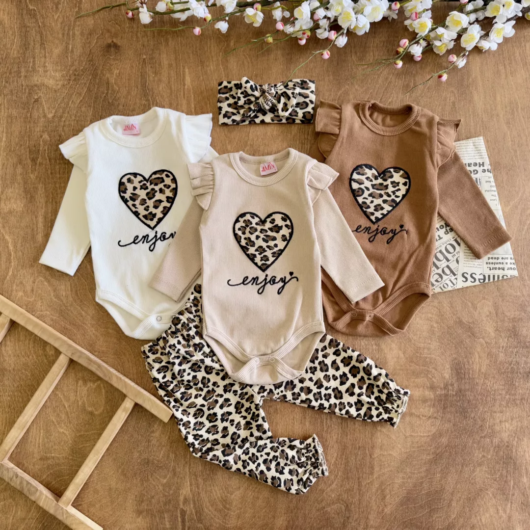 بادی شلوار پلنگی (هددار) قلبی ۴ سایز کد ۵۸۰۵