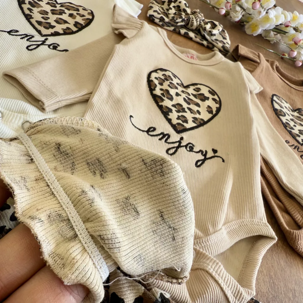 بادی شلوار پلنگی (هددار) قلبی ۴ سایز کد ۵۸۰۵