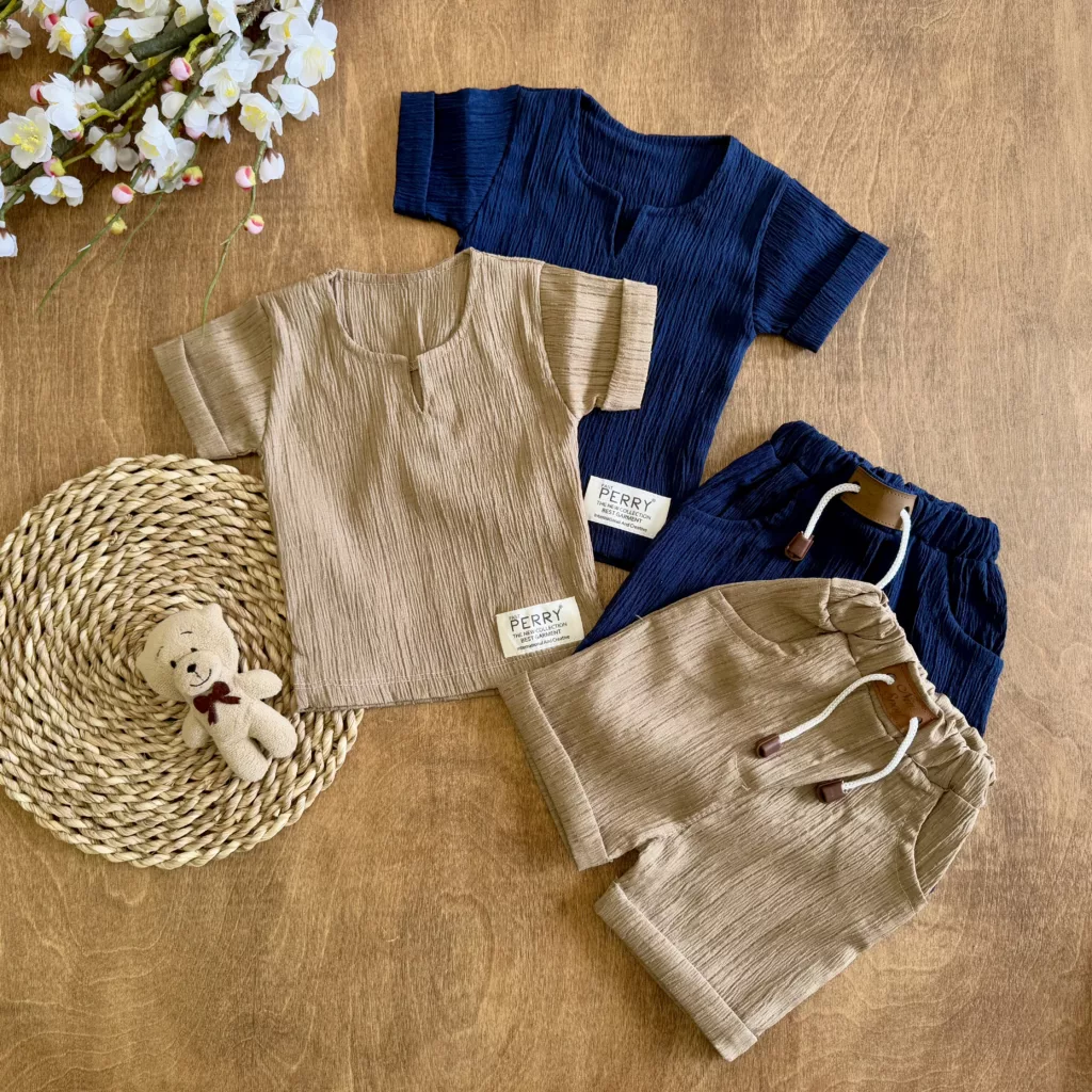 تیشرت شلوارک یقه کوبایی perry سایز 1 تا 3 کد 5787