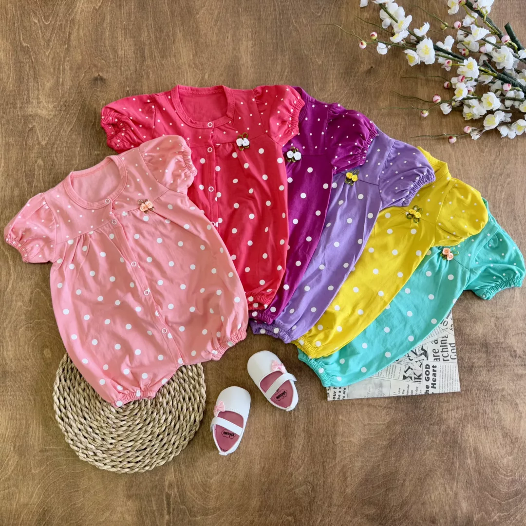 رامپر دخترانه خالخالی گلدار کد ۵۸۰۷