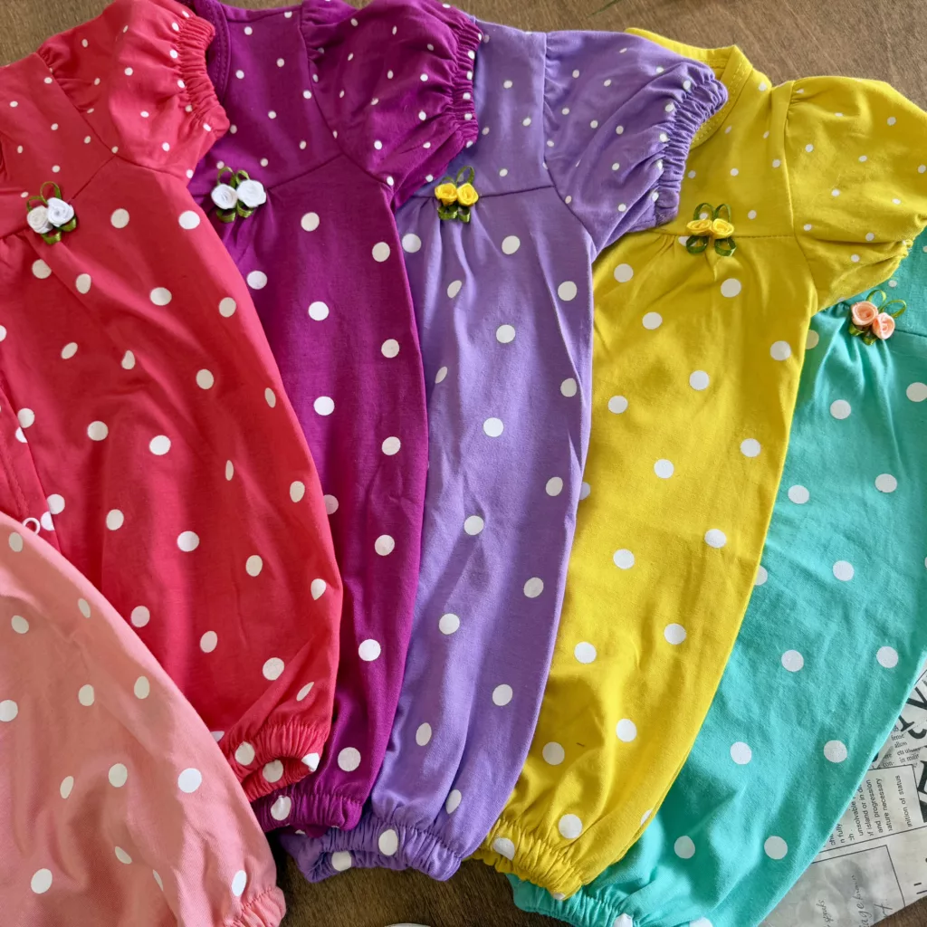 رامپر دخترانه خالخالی گلدار کد ۵۸۰۷