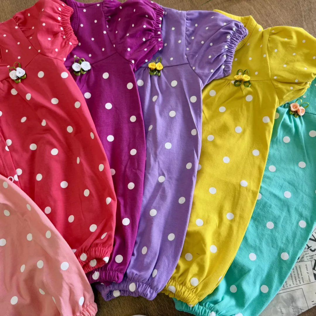 رامپر دخترانه خالخالی گلدار کد ۵۸۰۷