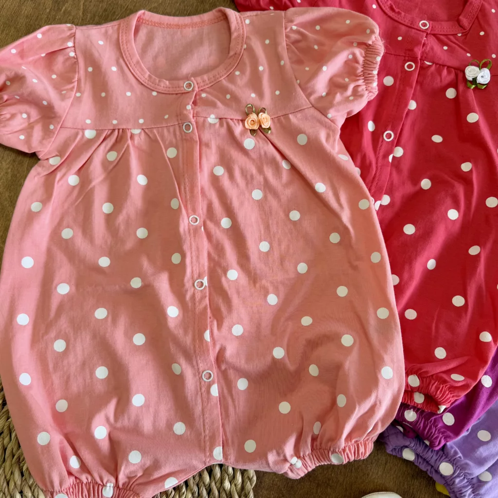 رامپر دخترانه خالخالی گلدار کد ۵۸۰۷