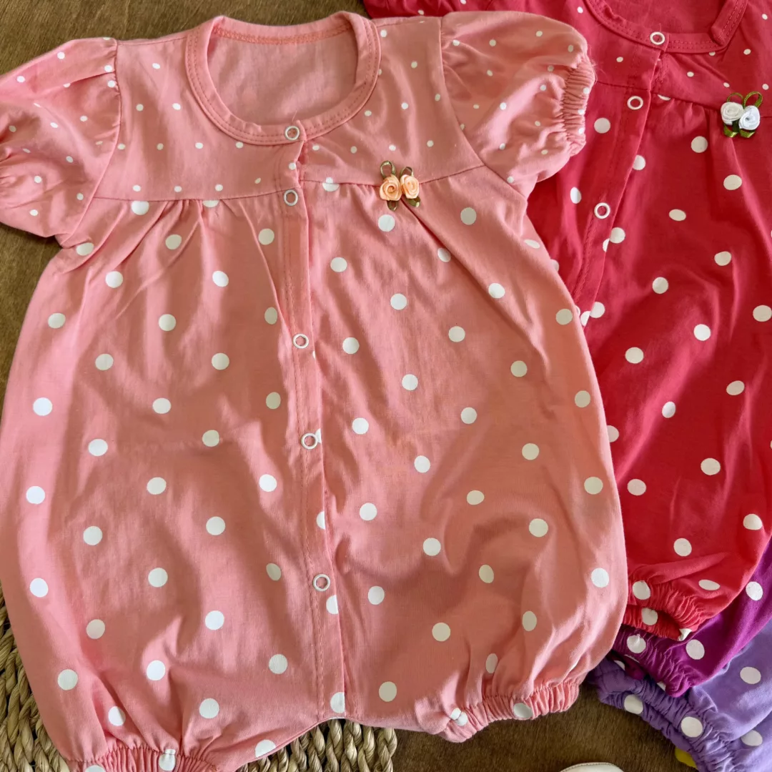 رامپر دخترانه خالخالی گلدار کد ۵۸۰۷