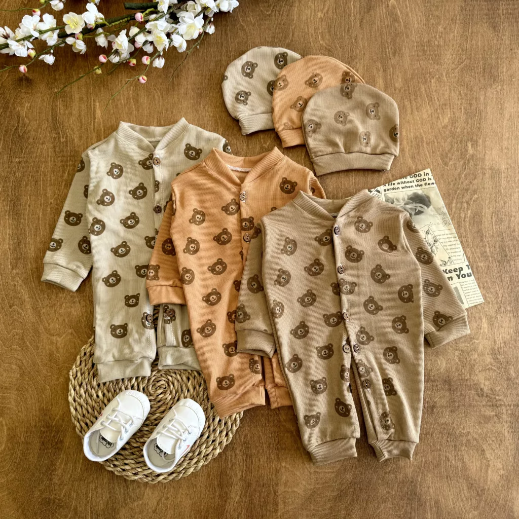 سرهمی کبریتی خرس (دکمه دار) سایز 1 تا 3 کد 3095