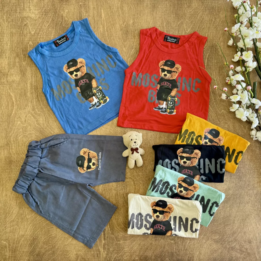 تاپ شلوارک خرس عینکی موسچینو سایز ۳۵ تا ۴۵ کد ۵۸۳۹