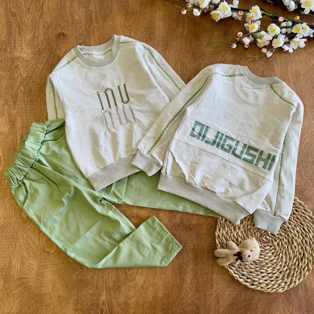 بلوز شلوار کتان آستین خط دار Inu کد ۵۸۱۵