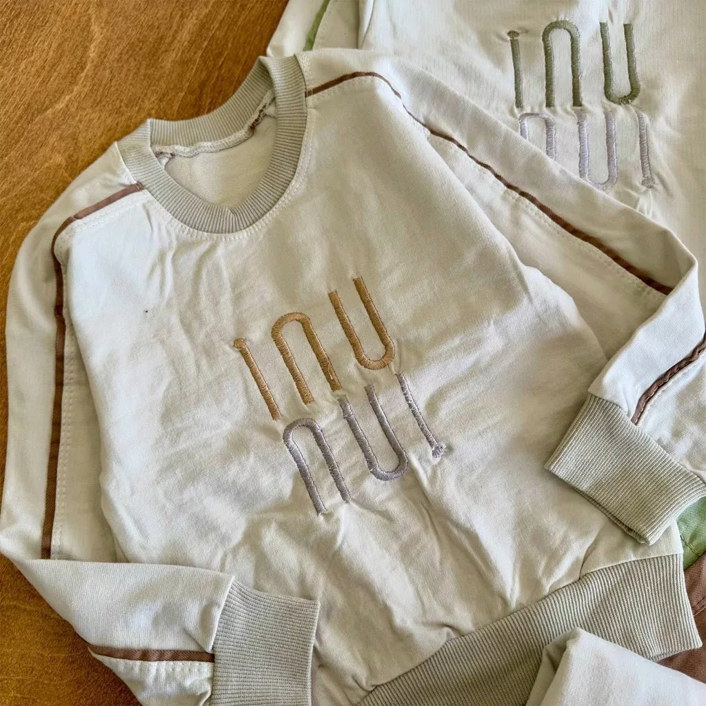 بلوز شلوار کتان آستین خط دار Inu کد ۵۸۱۵