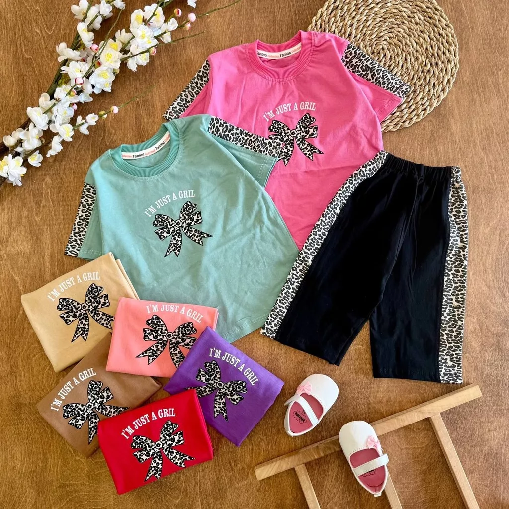 تیشرت شلوارک پاپیون پلنگی سایز ۴۰ تا ۵۵ کد ۵۸۵۰