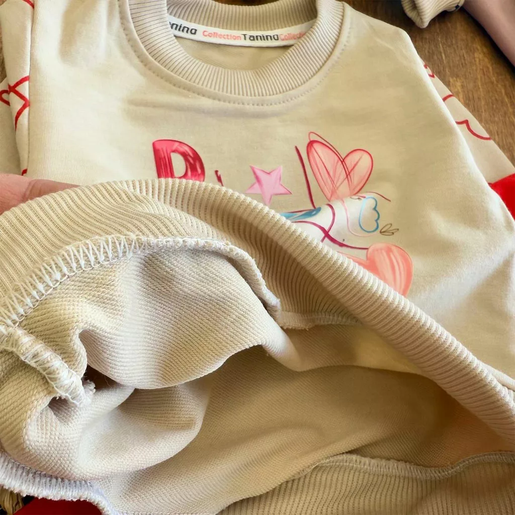 بلوز شلوار سودوکو قلبی سایز ۳۰ تا ۴۵ کد ۵۸۱۹