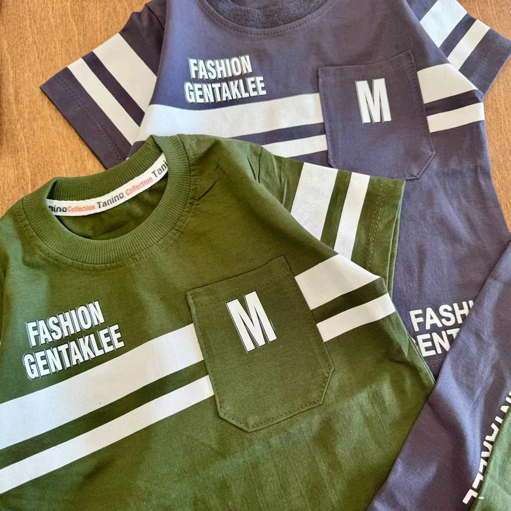 تیشرت شلوارک جیبدار طرح M سایز ۴۰ تا ۵۵ کد ۵۸۴۸