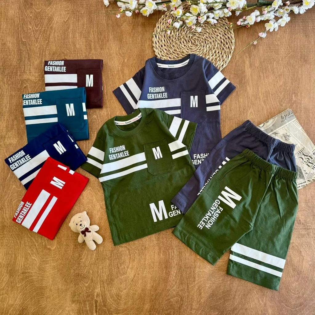 تیشرت شلوارک جیبدار طرح M سایز ۴۰ تا ۵۵ کد ۵۸۴۸