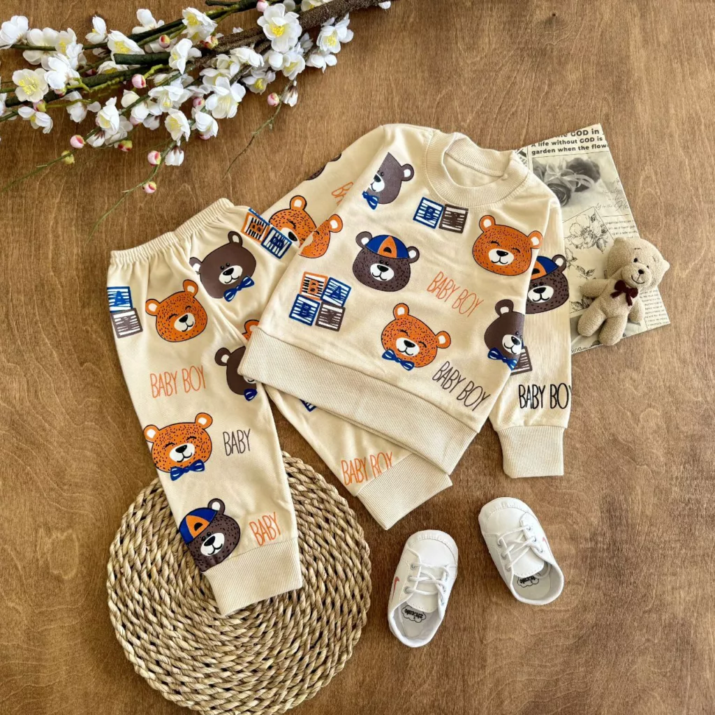 بلوز شلوار خرس baby boy (ایراددار) کد ۵۸۲۳-1