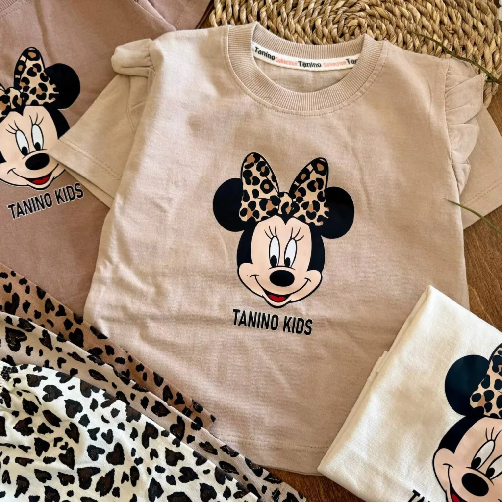 تیشرت شلوارک چیندار مینی موس پلنگی سایز ۴۰ تا ۵۵ کد ۵۸۴۹