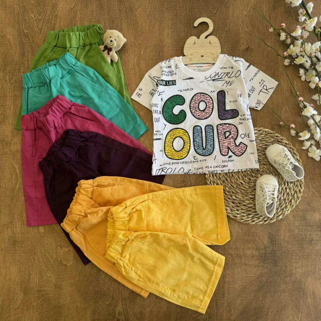 تیشرت شلوارک لینن colour سایز ۳۵ تا ۵۰ کد ۵۸۶۲