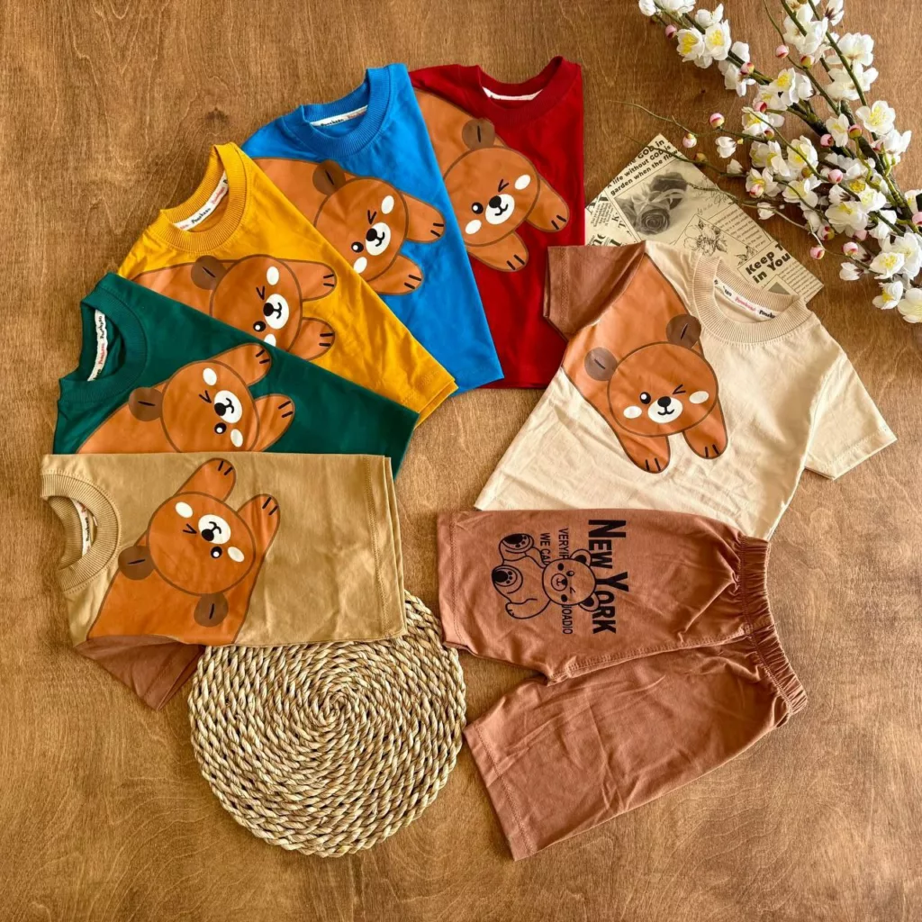 تیشرت شلوارک آستین خرسی سایز ۳۵ تا ۵۰ کد ۵۸۷۷