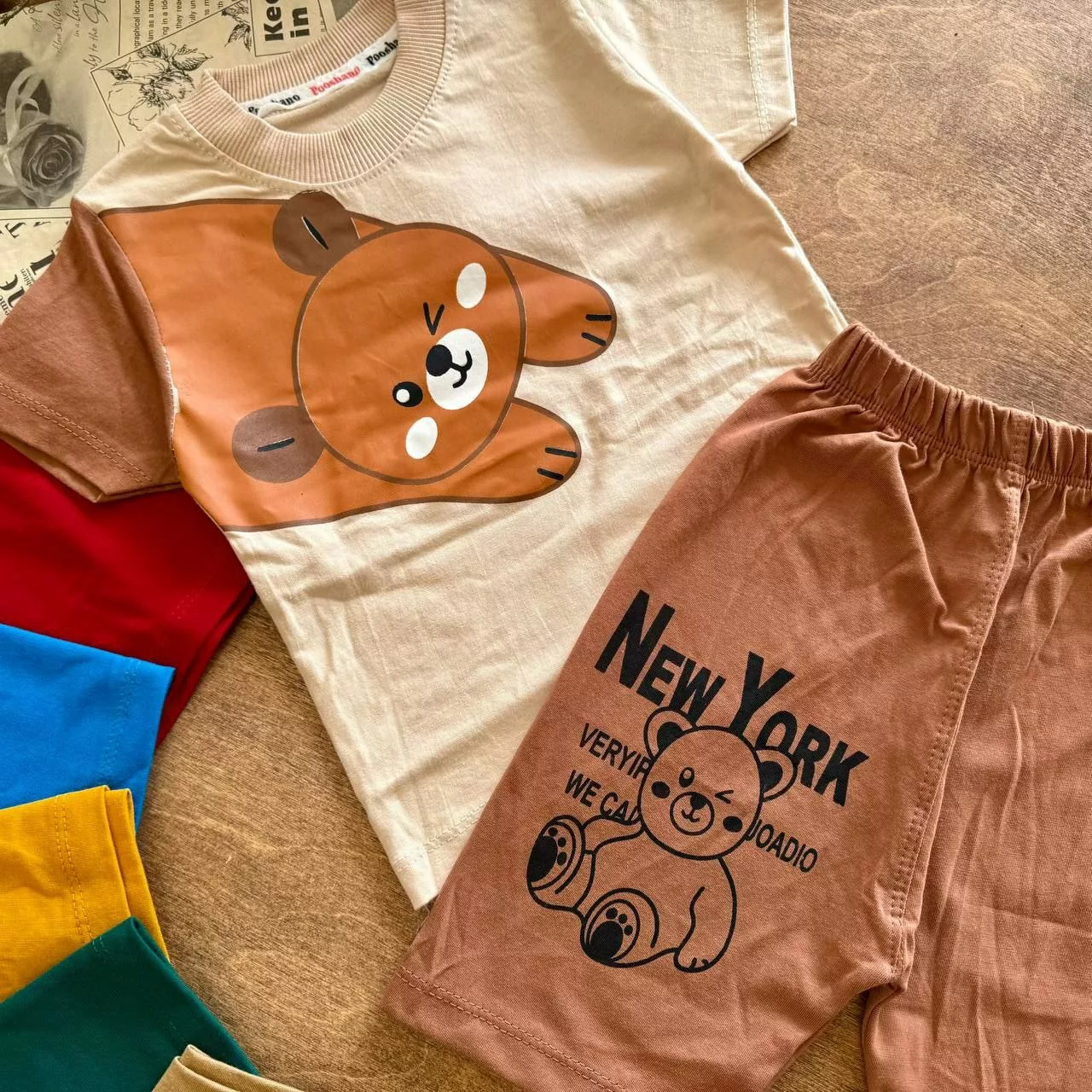 تیشرت شلوارک آستین خرسی سایز ۳۵ تا ۵۰ کد ۵۸۷۷