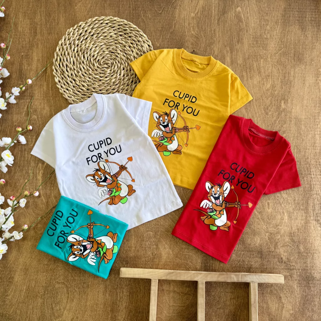 تیشرت تک جری کمان دار Cupid سایز 35 تا 45 کد 5935
