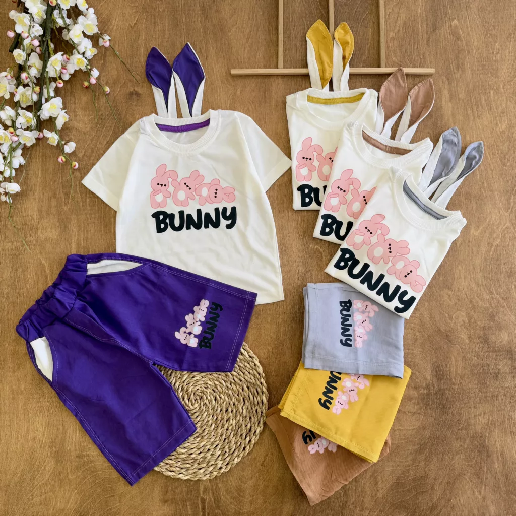 تیشرت شلوارک سه خرگوش بانی گوش دار سایز ۴۰،۴۵ کد 5970