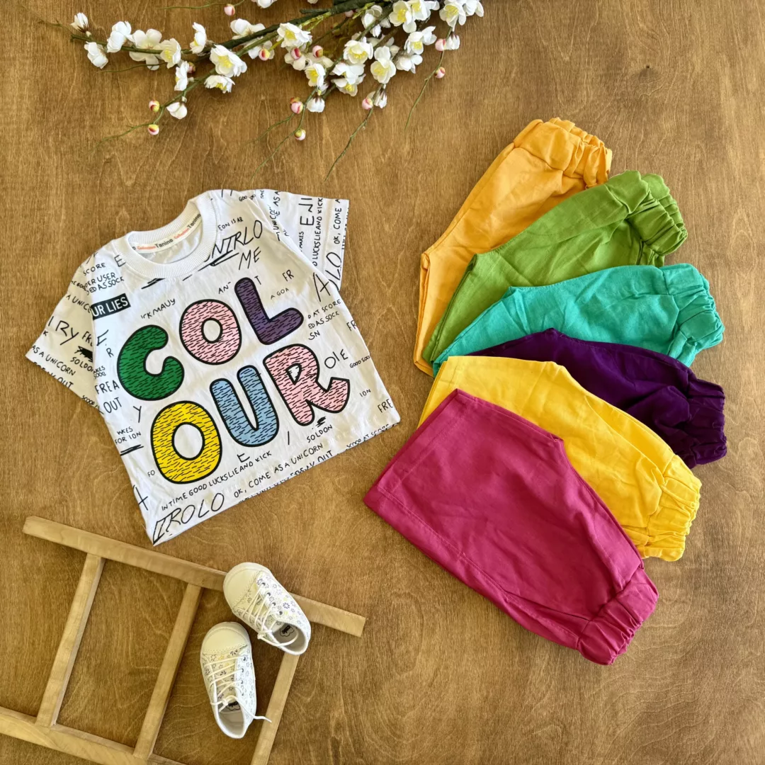 تیشرت شلوارک لینن colour سایز ۳۵ تا ۵۰ کد ۵۸۶۲