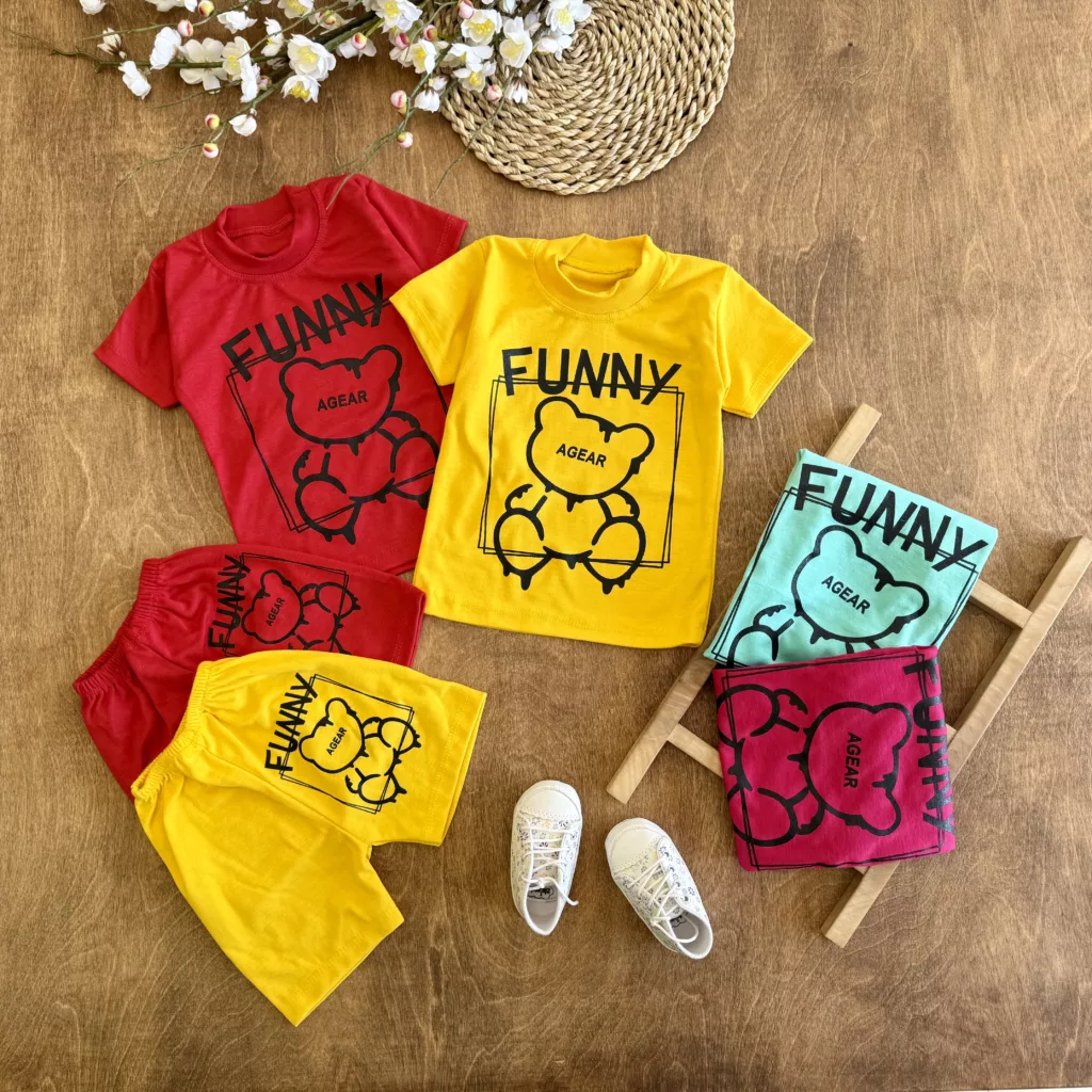 تیشرت شلوارک خرس Funny سایز 4 تا 6 کد 5989