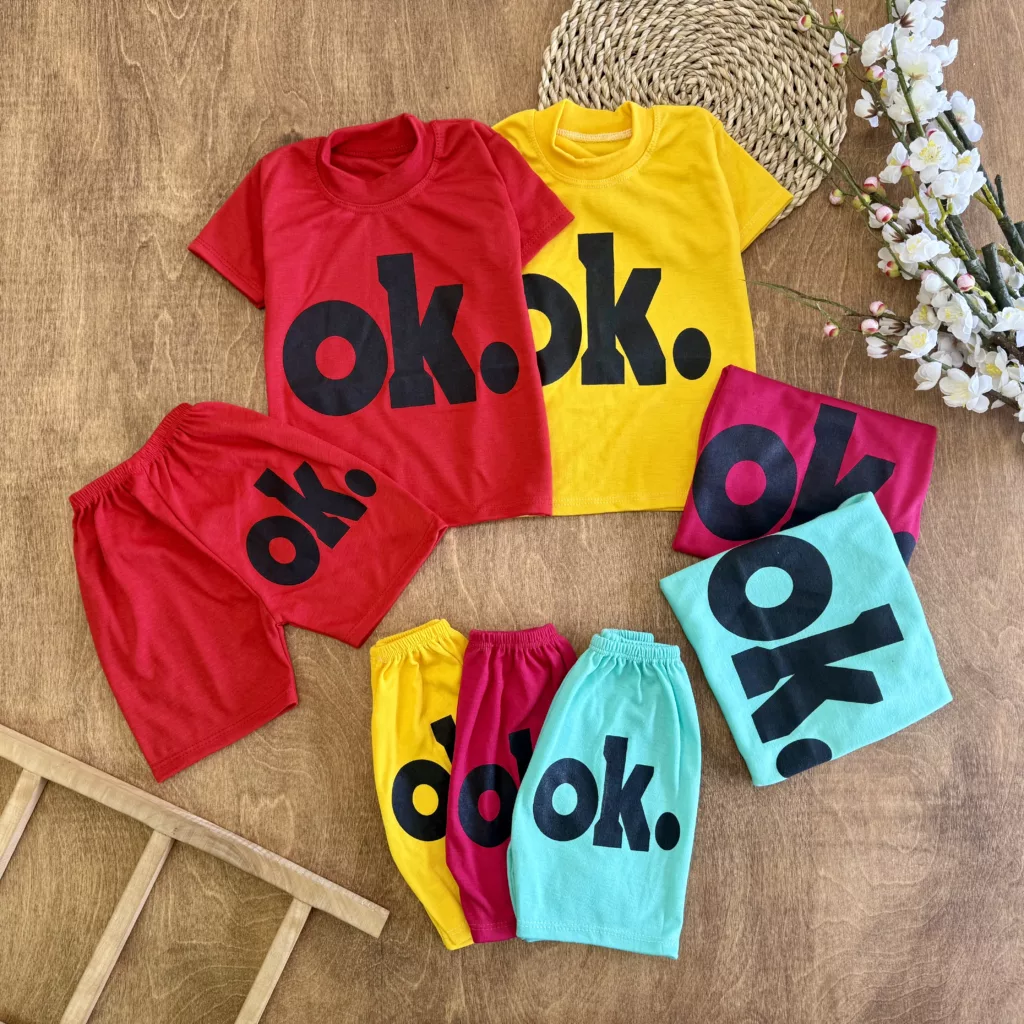 تیشرت شلوارک نخی OK سایز 4 تا 6 کد 6008
