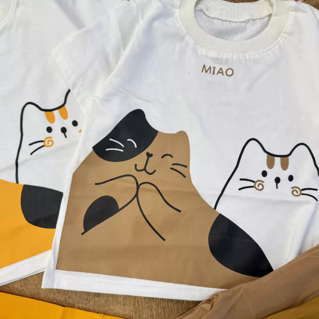 تیشرت شلوارک دو گربه Miao سایز 35 تا 45 کد 6030
