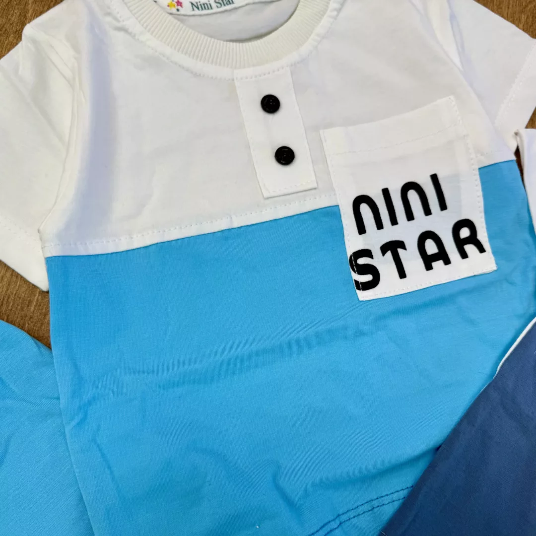 تیشرت شلوارک یقه دکمه دار ninistar کد 6034