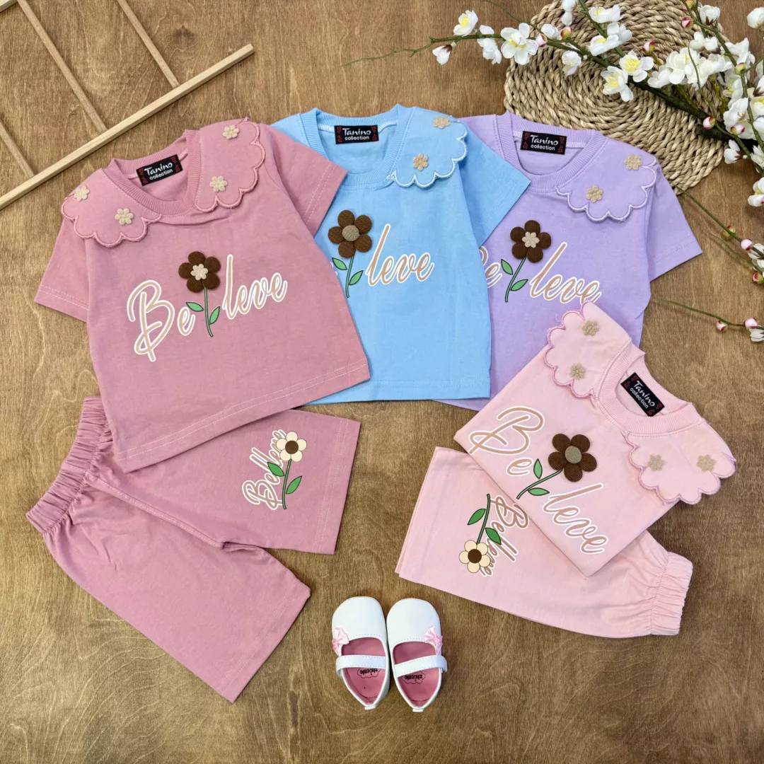 تیشرت شلوارک گل برجسته belove سایز 35،40 کد 6046