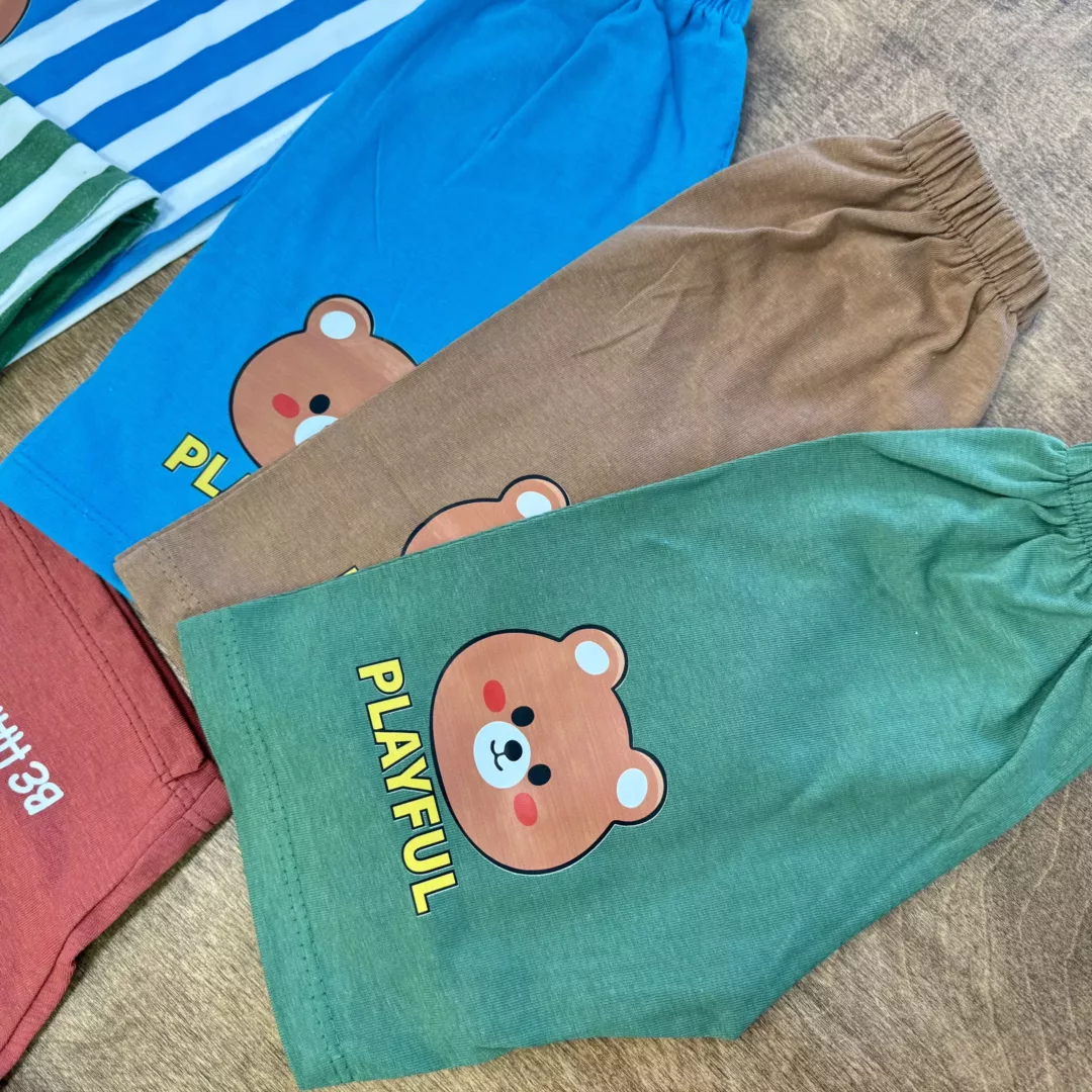 تیشرت شلوارک راه راه خرس دایناسور playful کد 6047