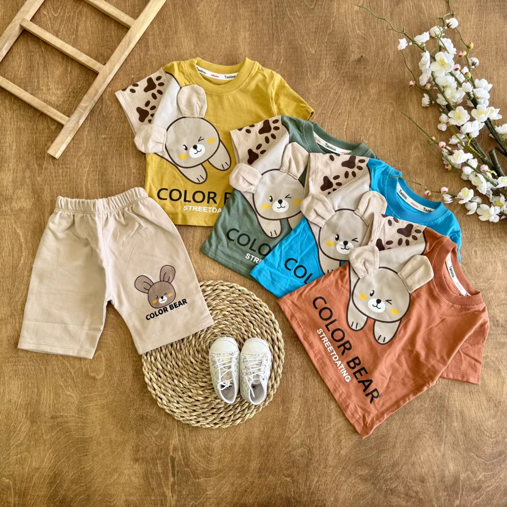 تیشرت شلوارک آستین خرسی گوش دار color bear کد 6053