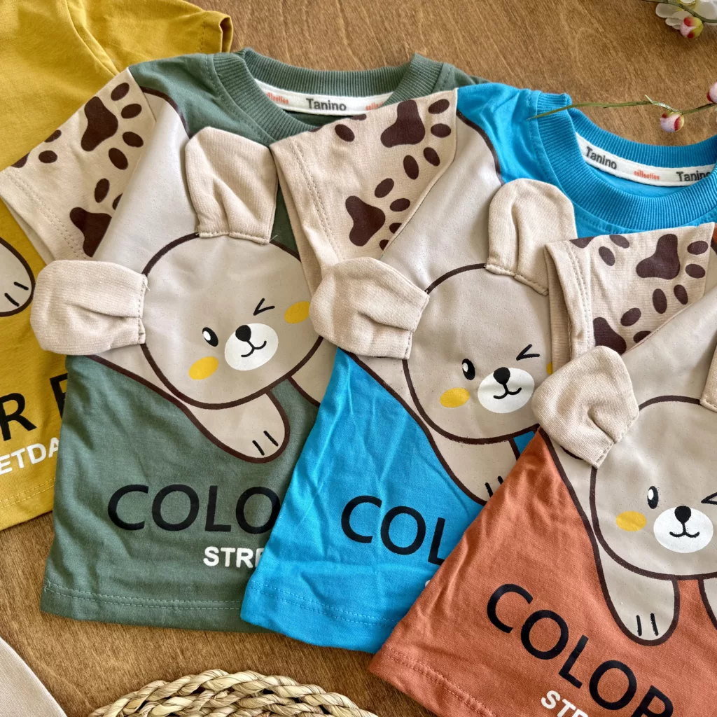 تیشرت شلوارک آستین خرسی گوش دار color bear کد 6053