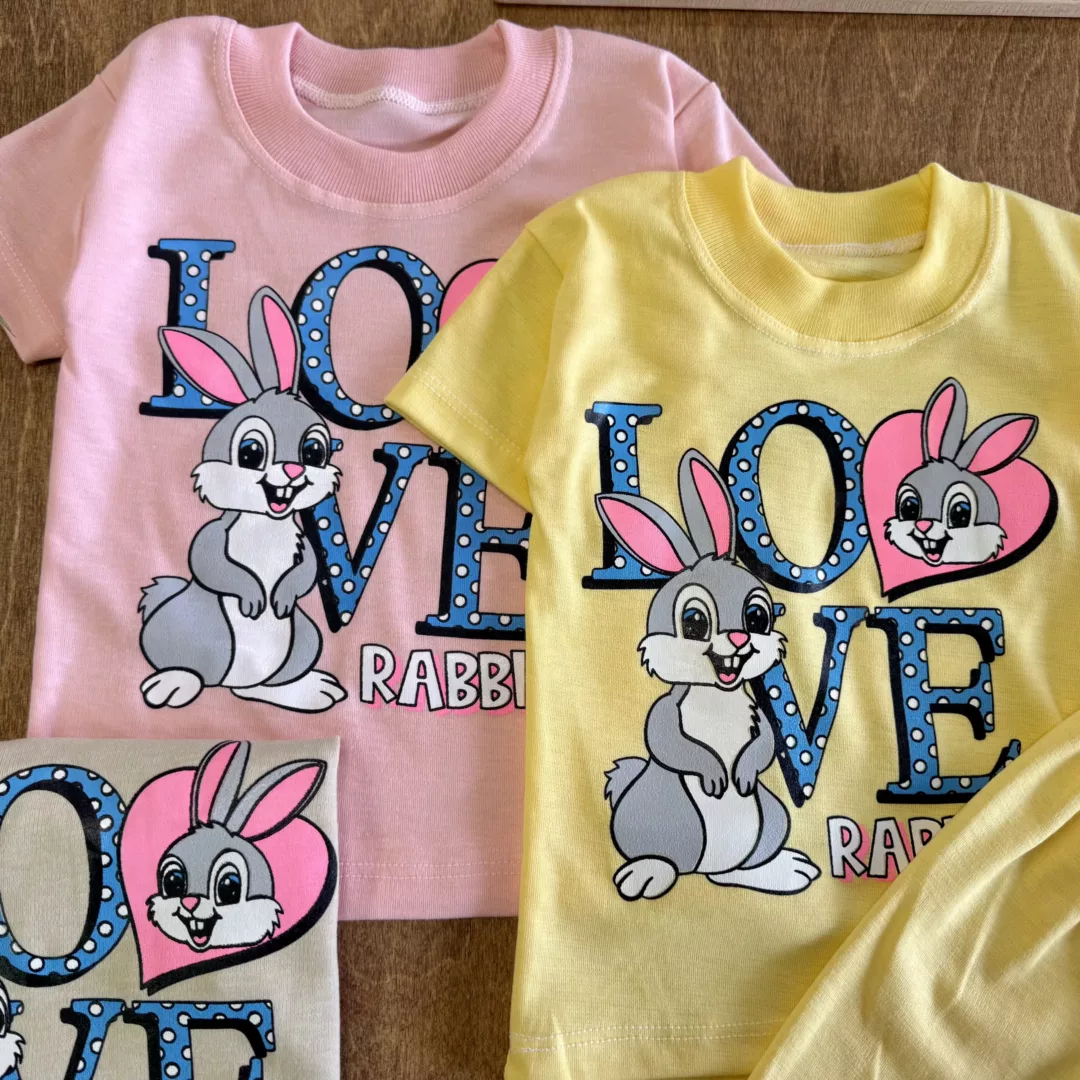 تیشرت شلوارک دو خرگوش Love سایز 4 تا 6 کد 6073