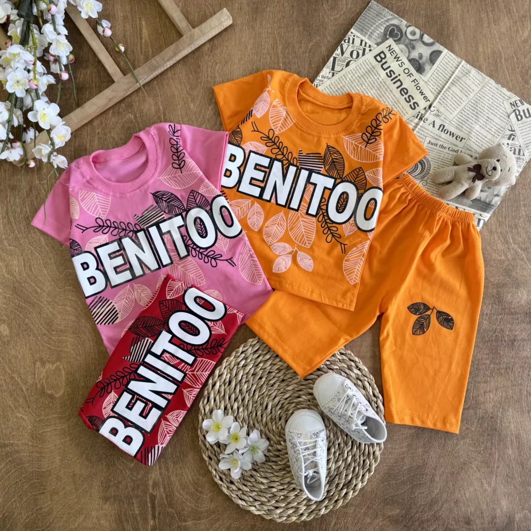 تیشرت شلوارک طرح برگ Benitoo کد 6131