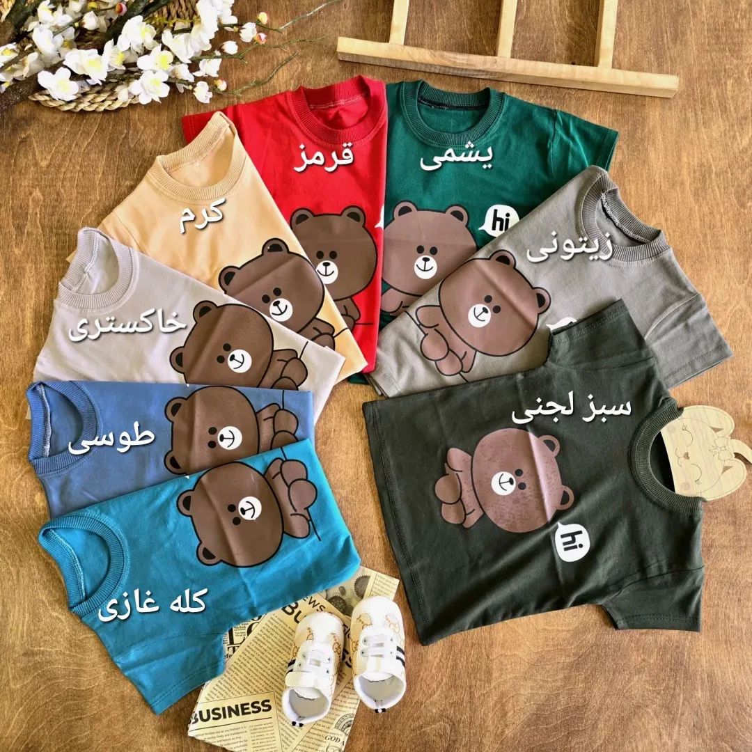 تیشرت تک خرس قهوه ای Hi سایز 35 تا 45 کد 6334