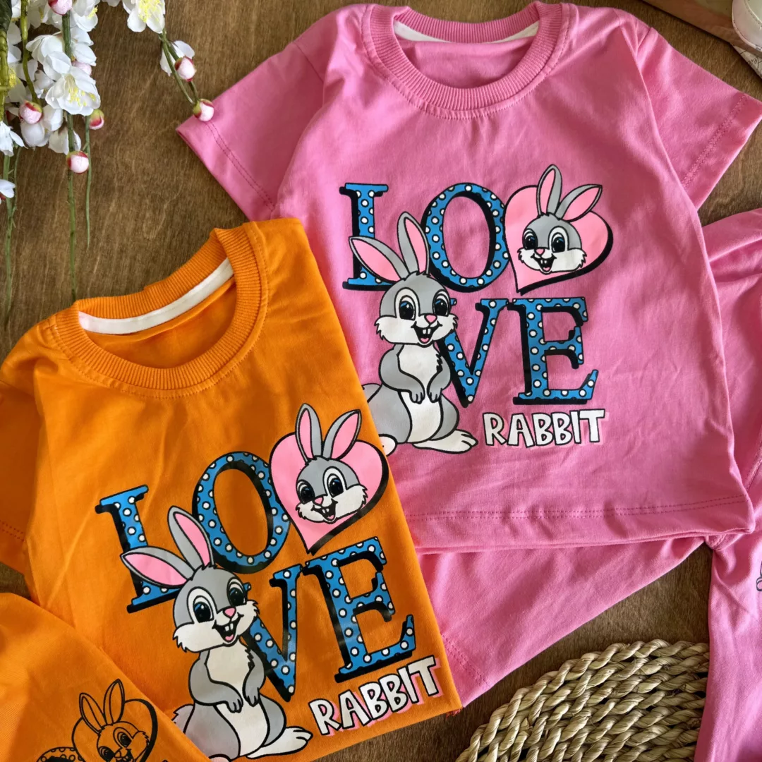 تیشرت شلوارک دو خرگوش Love (ES) کد 6143