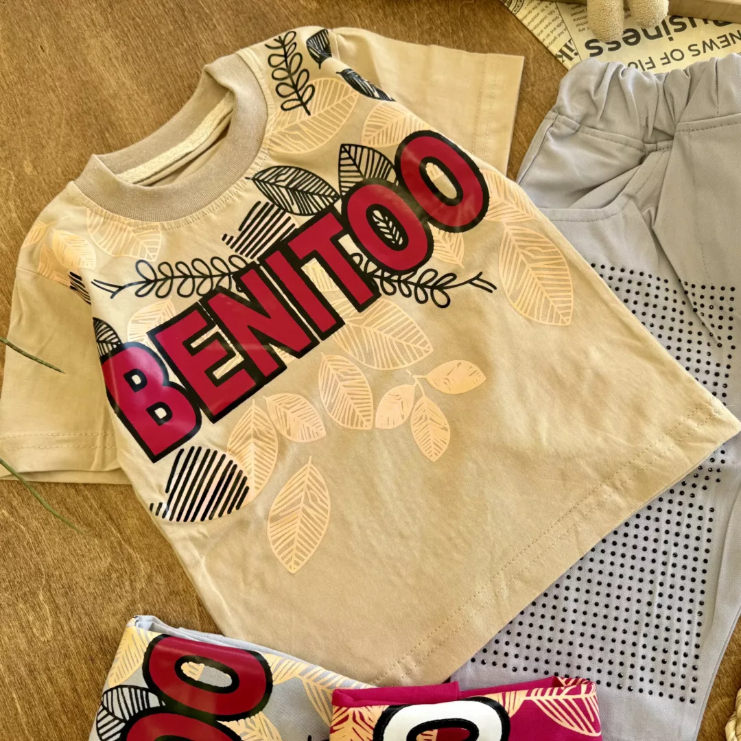 تیشرت شلوارک کتان برگ BENITOO سایز 40 تا 55 کد 6209