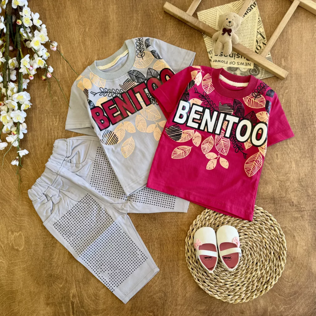 تیشرت شلوارک کتان برگ BENITOO سایز 40 تا 55 کد 6209