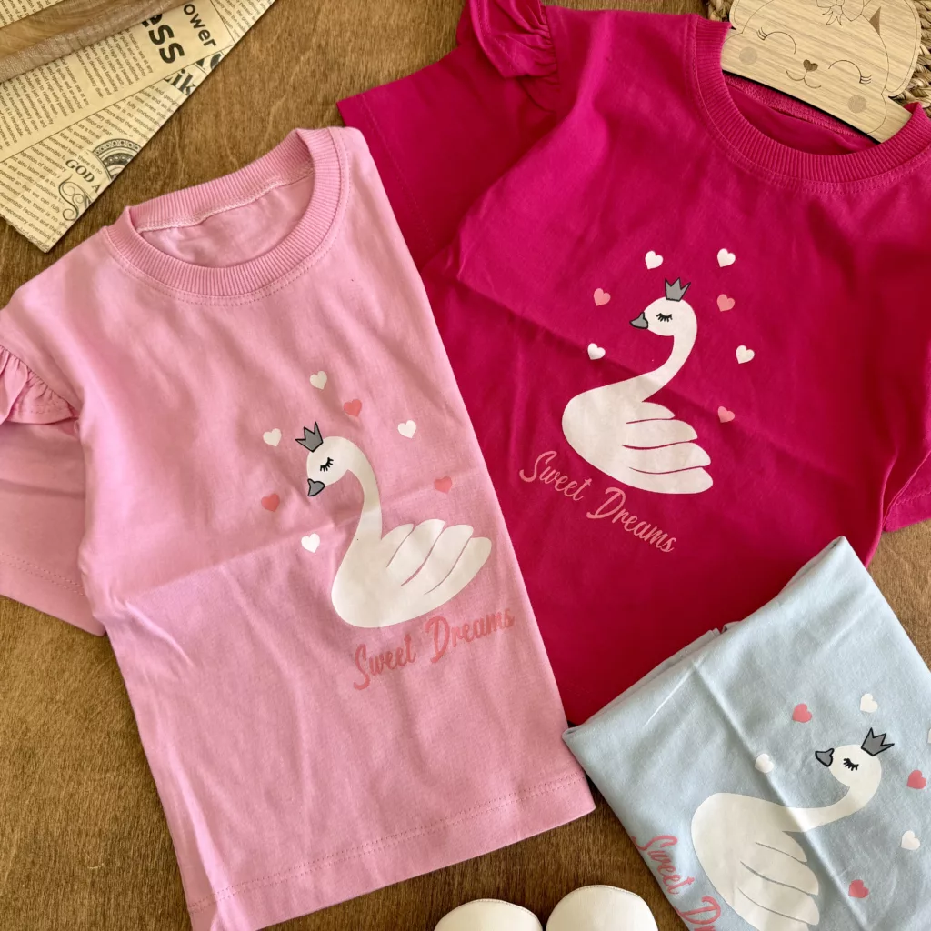 تیشرت تک چین دار طرح قو sweet dreams کد 6242