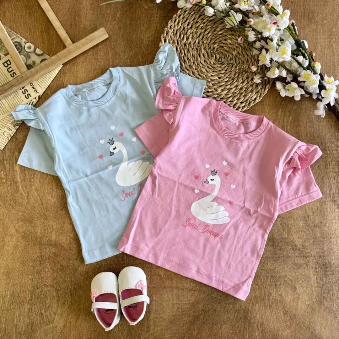 تیشرت تک چین دار طرح قو sweet dreams کد 6242