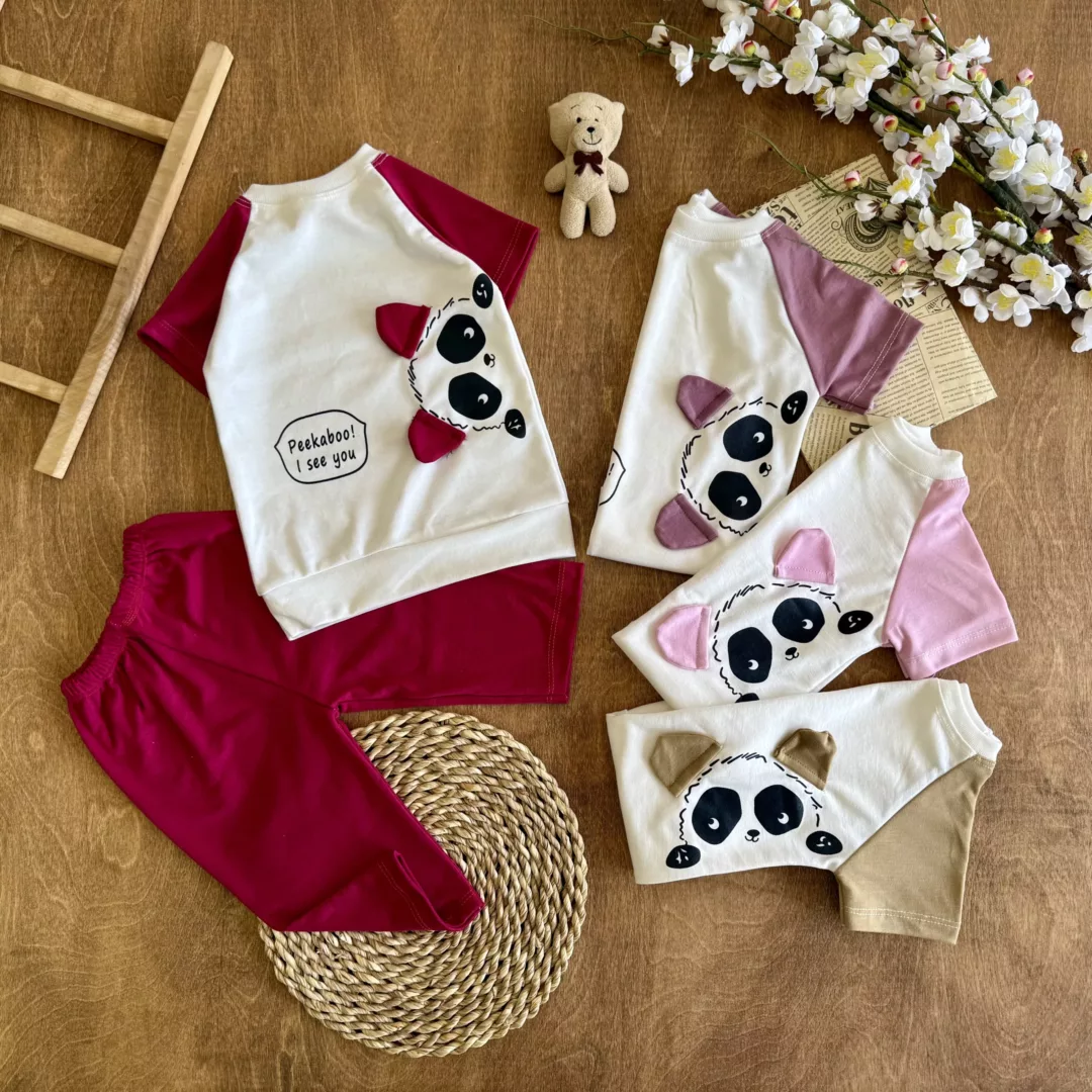 تیشرت شلوارک پاندا گوش دار peekaboo کد 6244