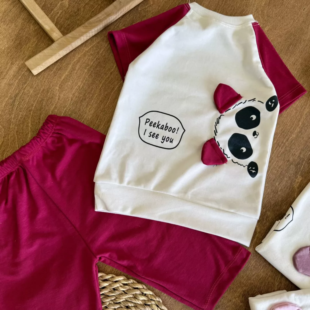 تیشرت شلوارک پاندا گوش دار peekaboo کد 6244